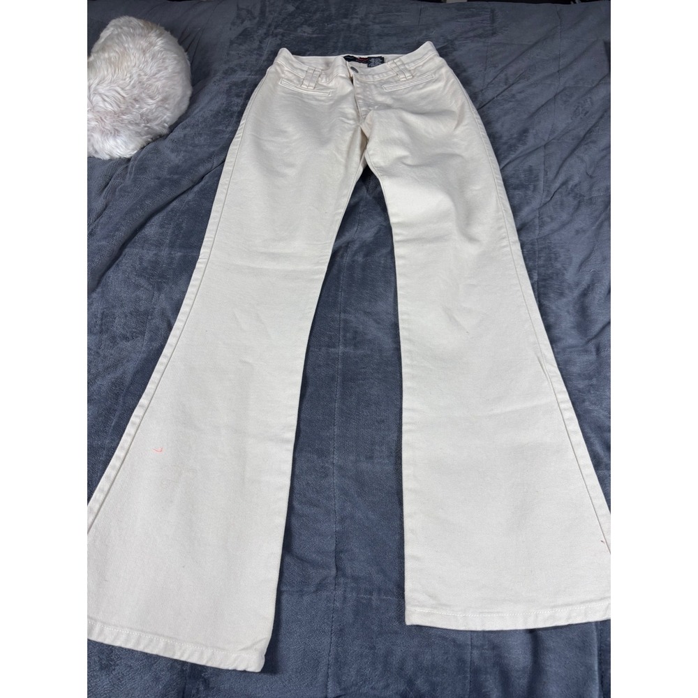 Just‎ USA Vintage Style Cream Flare Jeans High Rise Wide Leg Off White Size 5